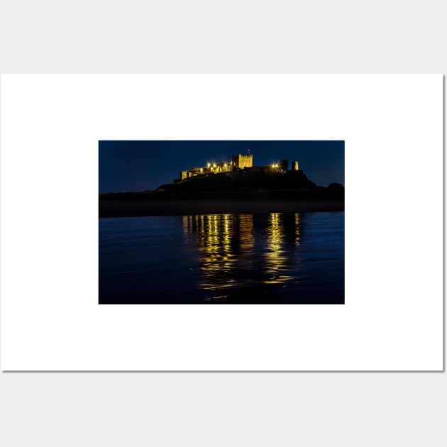 Night Reflections Of Bamburgh Castle Wall Art by Reg-K-Atkinson